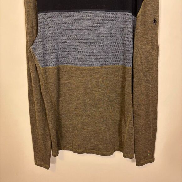 Smartwool Men's Merino Wool Crewneck Sweater Green with Black & Grey Size XL - Picture 4 of 6
